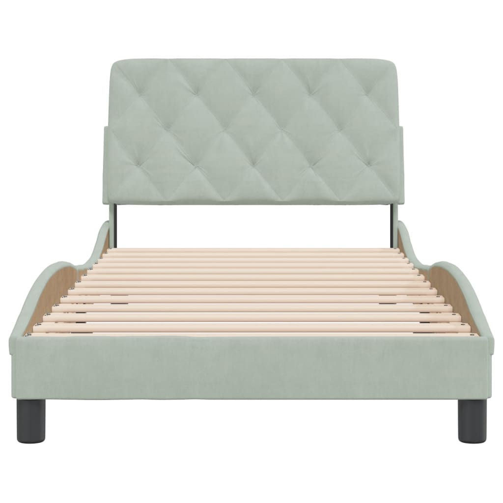 Giroletto senza Materasso Grigio Chiaro 100x200 cm Velluto 3207905