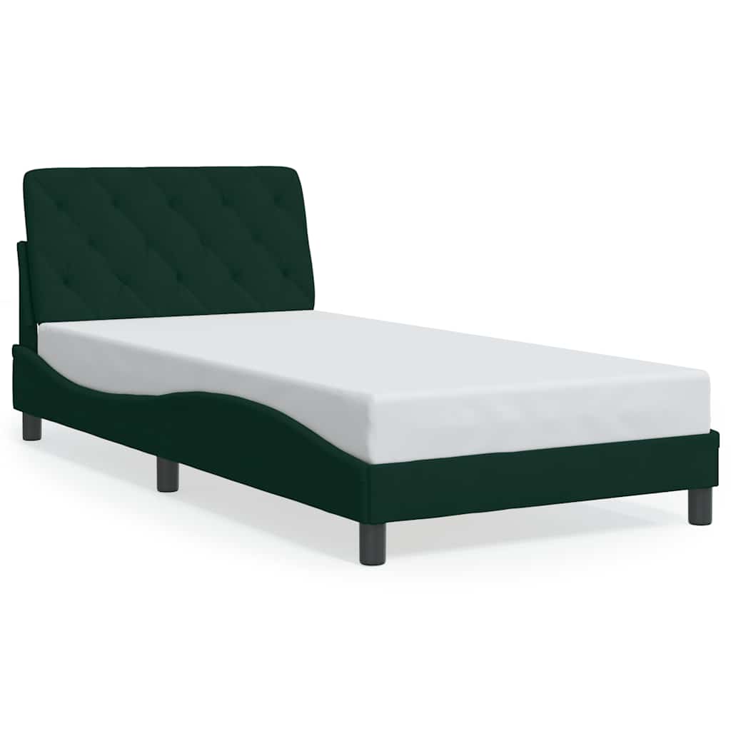 Giroletto senza Materasso-Struttura Letto Verde Scuro 100x200 cm in Velluto 655089