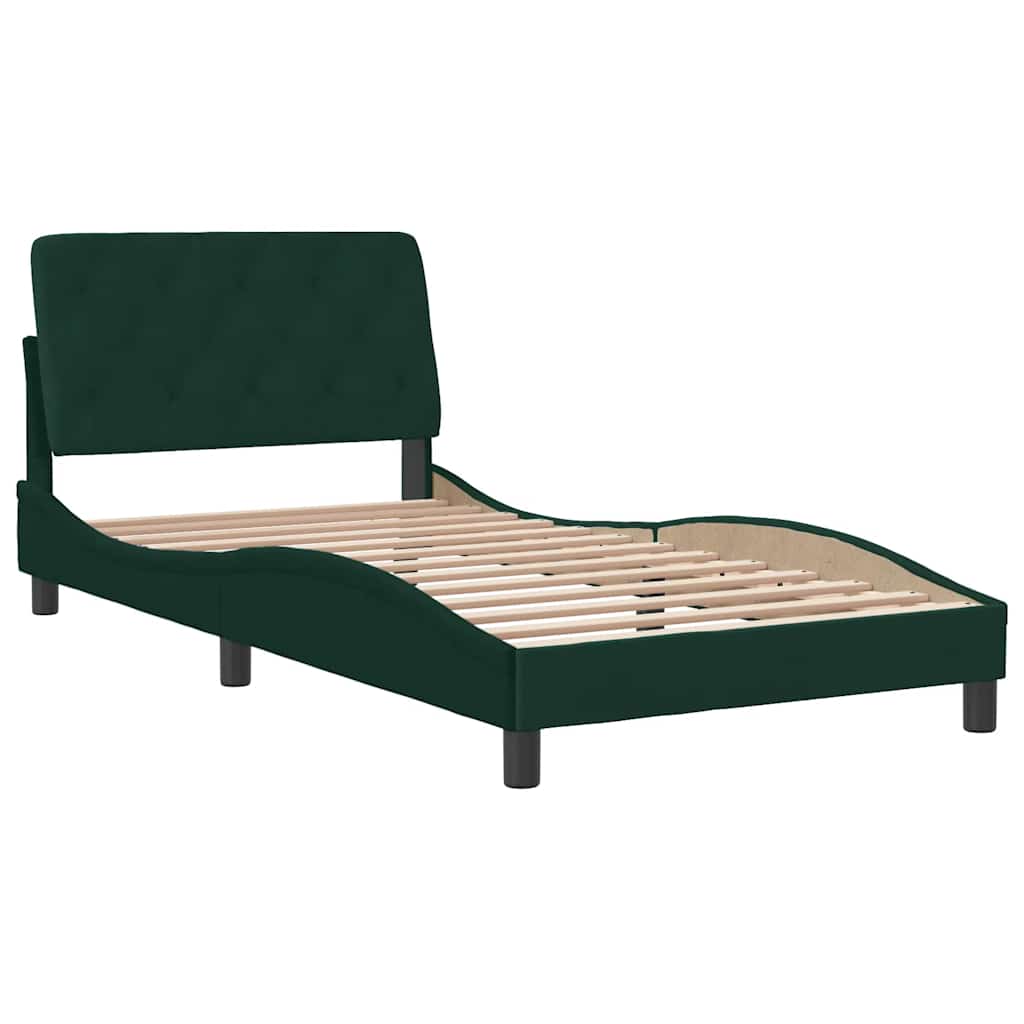 Giroletto senza Materasso-Struttura Letto Verde Scuro 100x200 cm in Velluto 655089