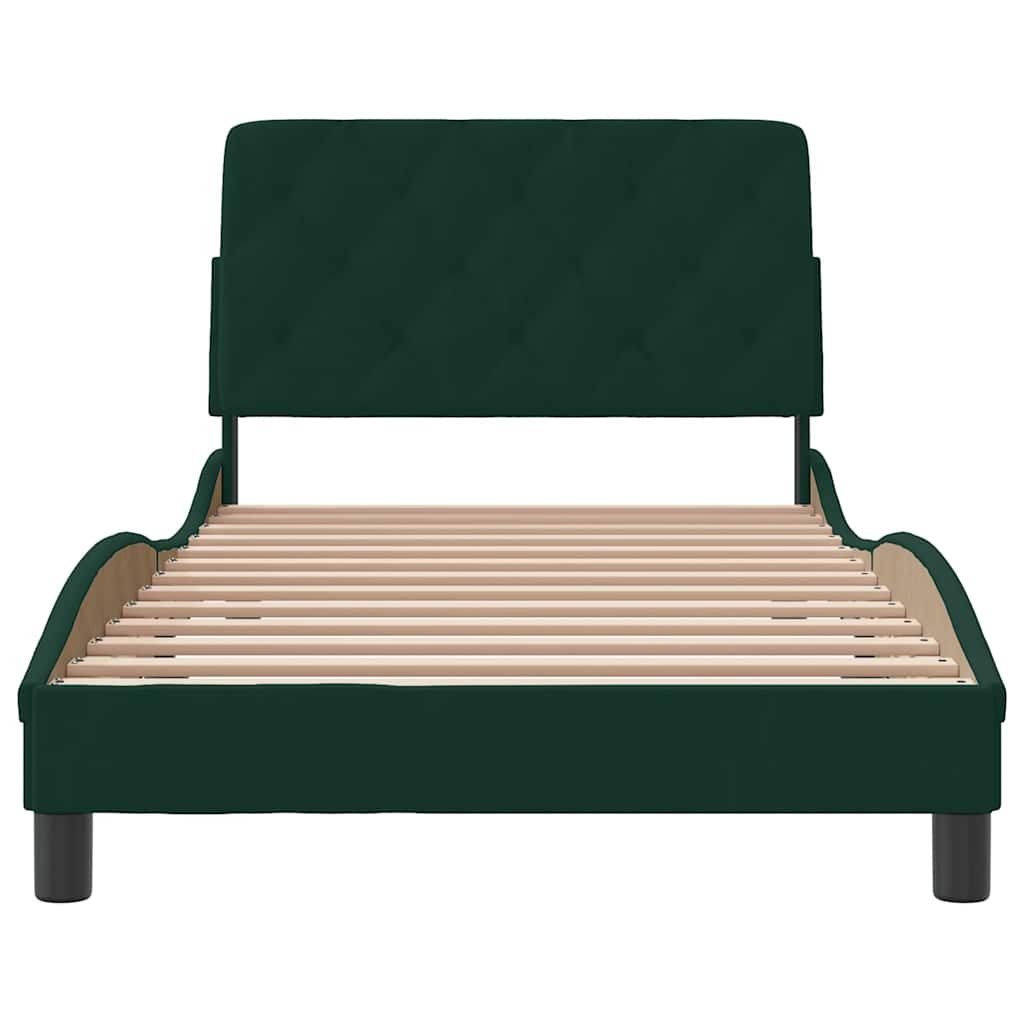 Giroletto senza Materasso-Struttura Letto Verde Scuro 100x200 cm in Velluto 655089