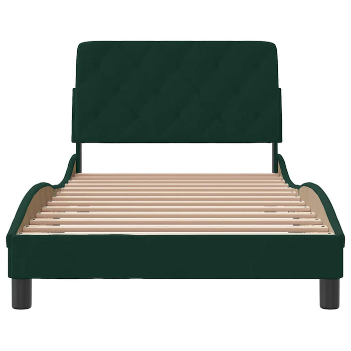 Giroletto senza Materasso-Struttura Letto Verde Scuro 100x200 cm in Velluto 655089