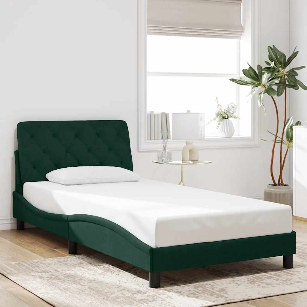 Giroletto senza Materasso-Struttura Letto Verde Scuro 100x200 cm in Velluto 655089