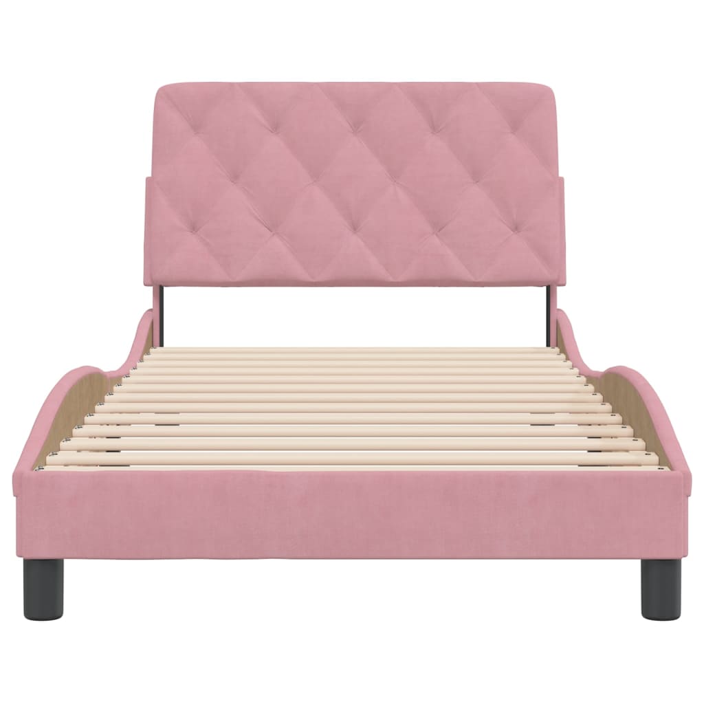 Giroletto senza Materasso-Struttura Letto Rosa 100x200 cm in Velluto