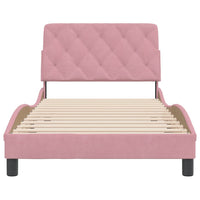 Giroletto senza Materasso-Struttura Letto Rosa 100x200 cm in Velluto