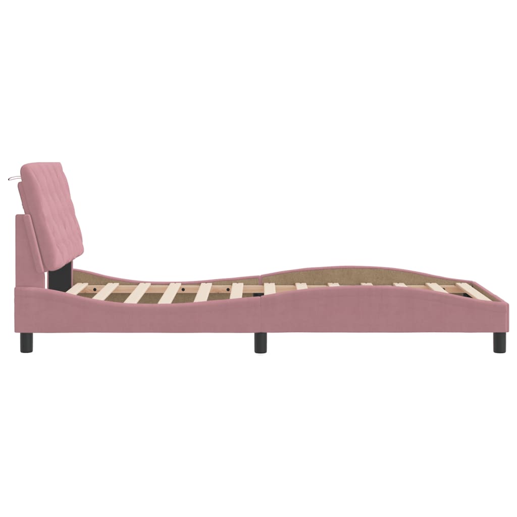 Giroletto senza Materasso-Struttura Letto Rosa 100x200 cm in Velluto