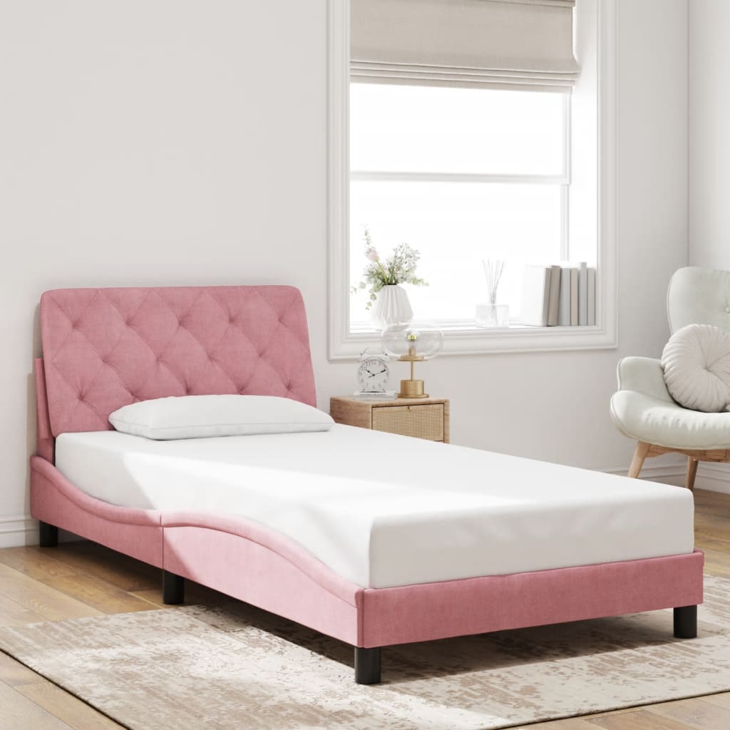 Giroletto senza Materasso-Struttura Letto Rosa 100x200 cm in Velluto