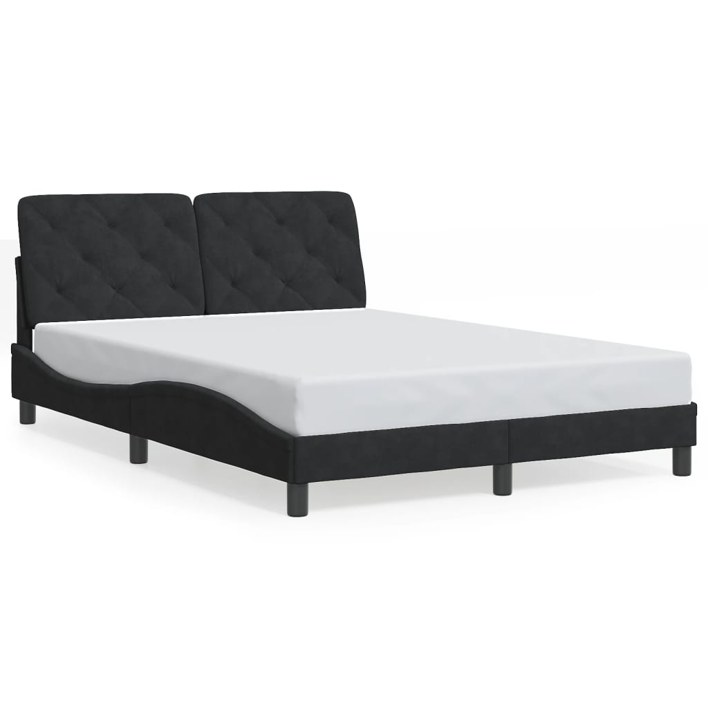 Giroletto senza Materasso-Struttura Letto Nero 120x200 cm Velluto 275767