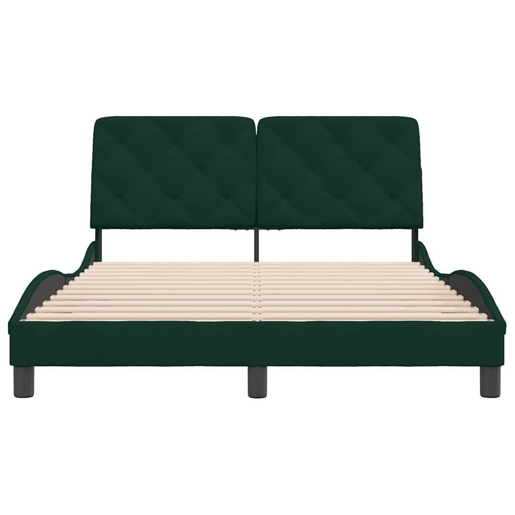 Giroletto senza Materasso-Struttura Letto Verde Scuro 140x190 cm in Velluto 686378