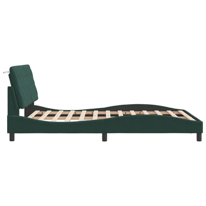 Giroletto senza Materasso-Struttura Letto Verde Scuro 140x190 cm in Velluto 686378
