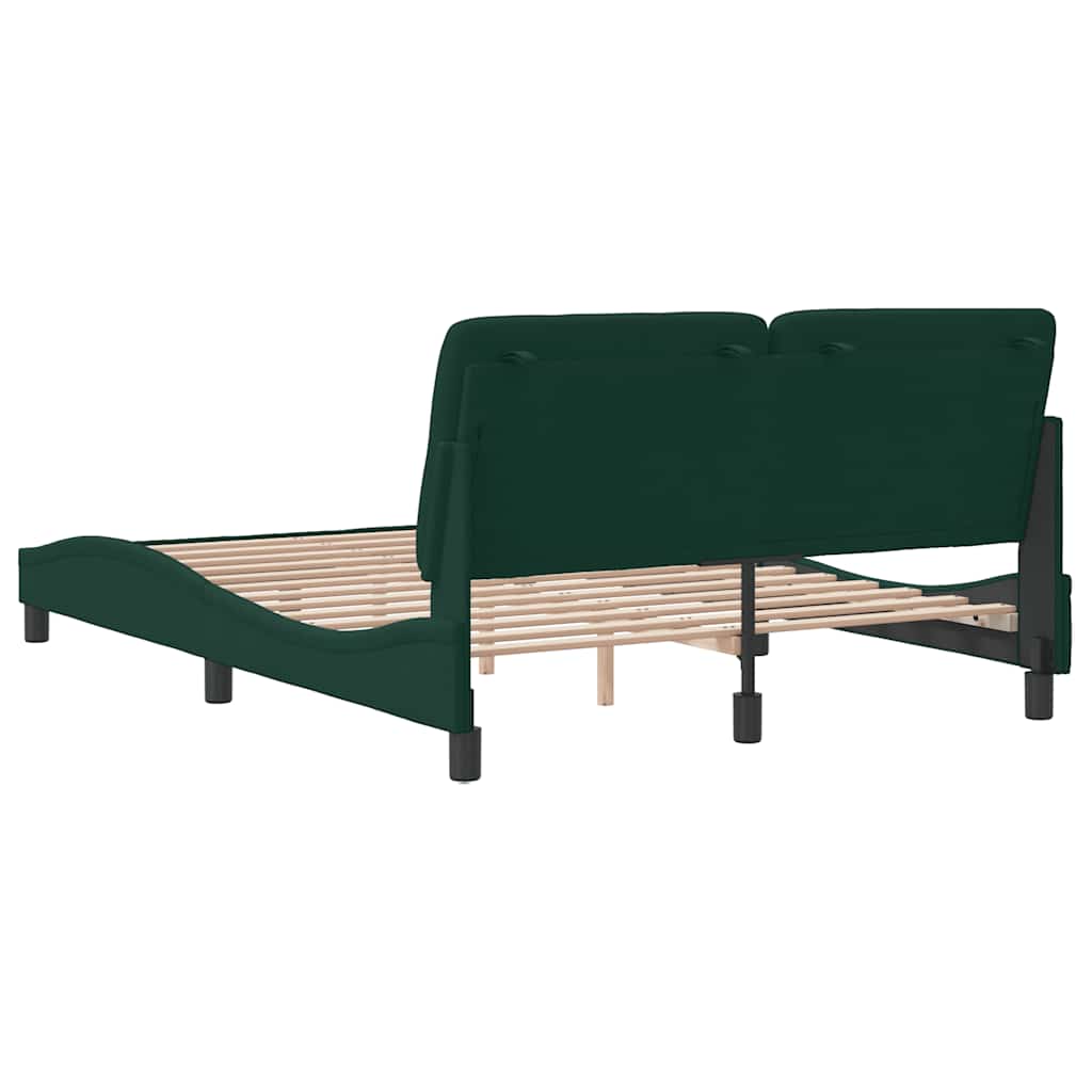 Giroletto senza Materasso-Struttura Letto Verde Scuro 140x190 cm in Velluto 686378
