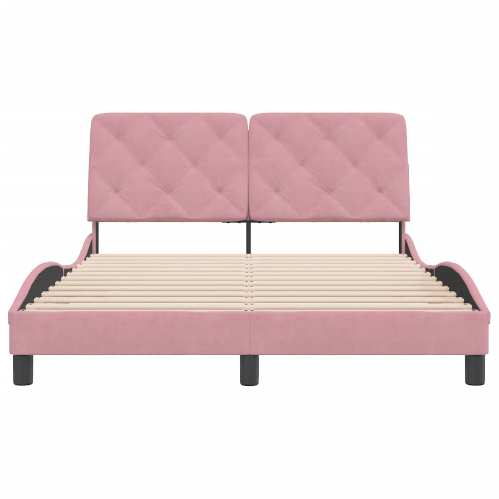 Giroletto senza Materasso-Struttura Letto Rosa 140x190 cm in Velluto
