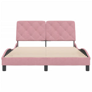 Giroletto senza Materasso-Struttura Letto Rosa 140x190 cm in Velluto