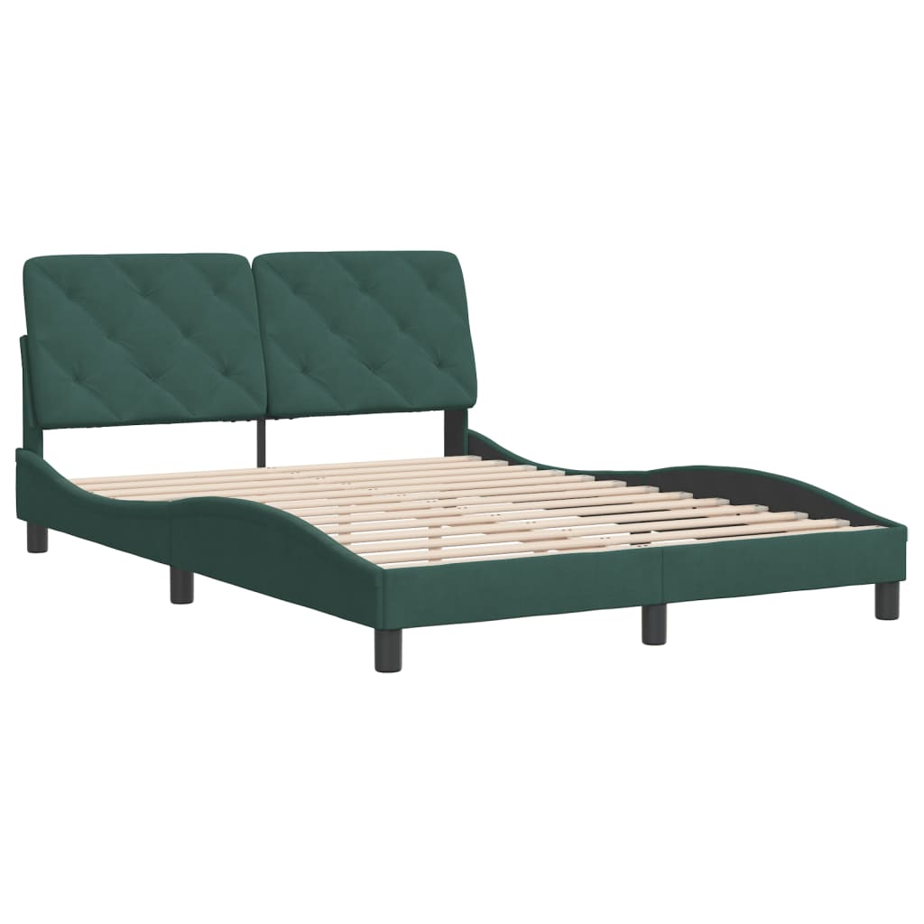 Giroletto senza Materasso-Struttura Letto Verde Scuro 140x200 cm in Velluto 290467