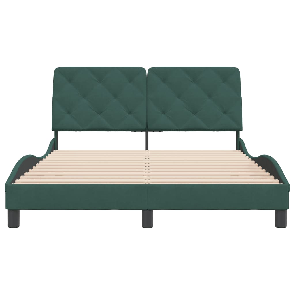Giroletto senza Materasso-Struttura Letto Verde Scuro 140x200 cm in Velluto 290467