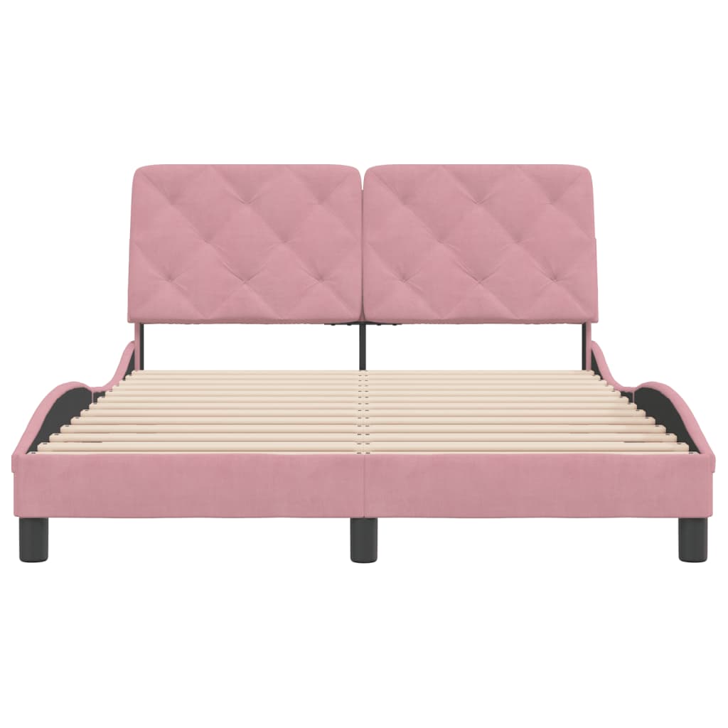 Giroletto senza Materasso-Struttura Letto Rosa 140x200 cm in Velluto