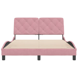 Giroletto senza Materasso-Struttura Letto Rosa 140x200 cm in Velluto