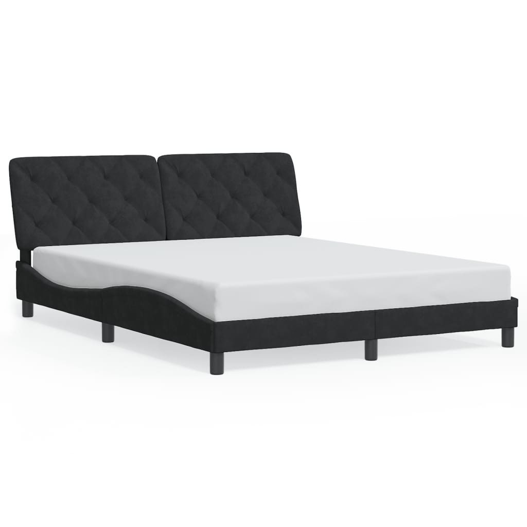 Giroletto senza Materasso-Struttura Letto Nero 160x200 cm in Velluto 615489