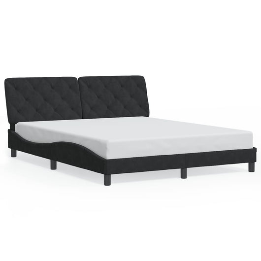 Giroletto senza Materasso-Struttura Letto Nero 160x200 cm in Velluto 615489