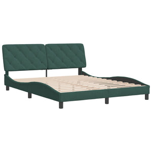 Giroletto senza Materasso-Struttura Letto Verde Scuro 160x200 cm in Velluto 599612