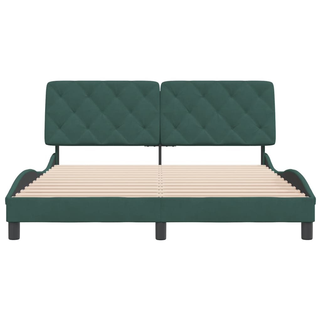 Giroletto senza Materasso-Struttura Letto Verde Scuro 160x200 cm in Velluto 599612