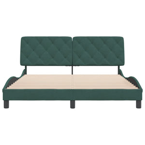 Giroletto senza Materasso-Struttura Letto Verde Scuro 160x200 cm in Velluto 599612