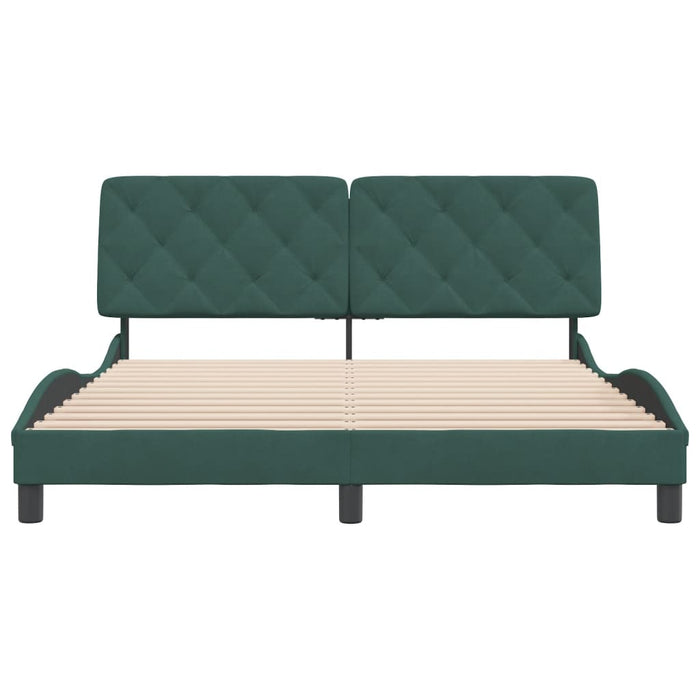 Giroletto senza Materasso-Struttura Letto Verde Scuro 160x200 cm in Velluto 599612