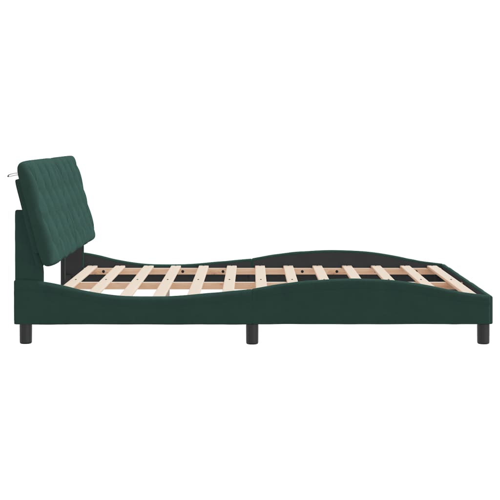 Giroletto senza Materasso-Struttura Letto Verde Scuro 160x200 cm in Velluto 599612