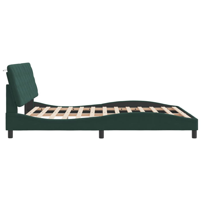 Giroletto senza Materasso-Struttura Letto Verde Scuro 160x200 cm in Velluto 599612