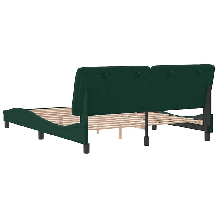 Giroletto senza Materasso-Struttura Letto Verde Scuro 160x200 cm in Velluto 599612