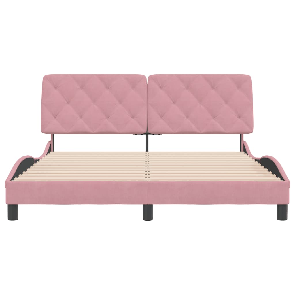 Giroletto senza Materasso-Struttura Letto Rosa 160x200 cm in Velluto