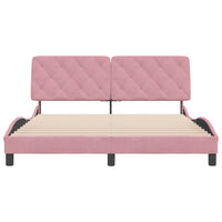 Giroletto senza Materasso-Struttura Letto Rosa 160x200 cm in Velluto