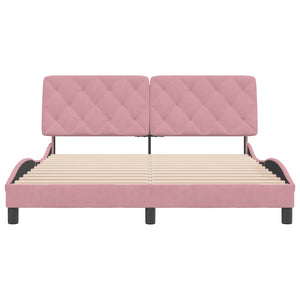Giroletto senza Materasso-Struttura Letto Rosa 160x200 cm in Velluto