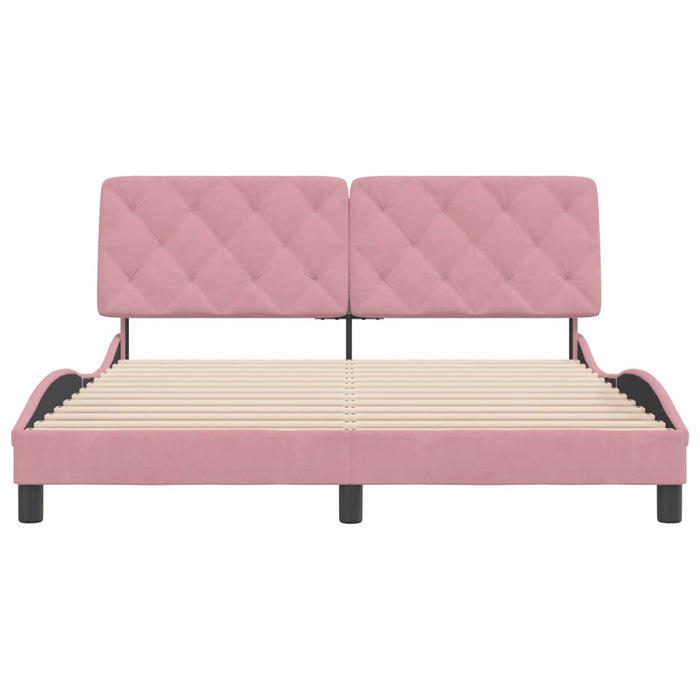 Giroletto senza Materasso-Struttura Letto Rosa 160x200 cm in Velluto