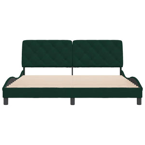 Giroletto senza Materasso-Struttura Letto Verde Scuro 180x200 cm in Velluto 133823