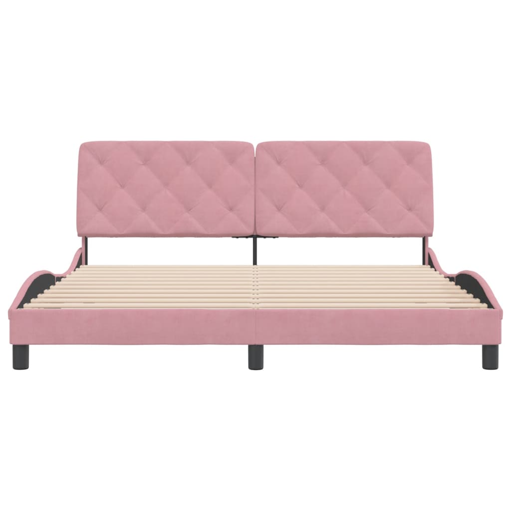 Giroletto senza Materasso-Struttura Letto Rosa 180x200 cm in Velluto