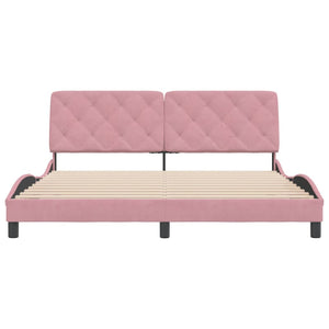 Giroletto senza Materasso-Struttura Letto Rosa 180x200 cm in Velluto