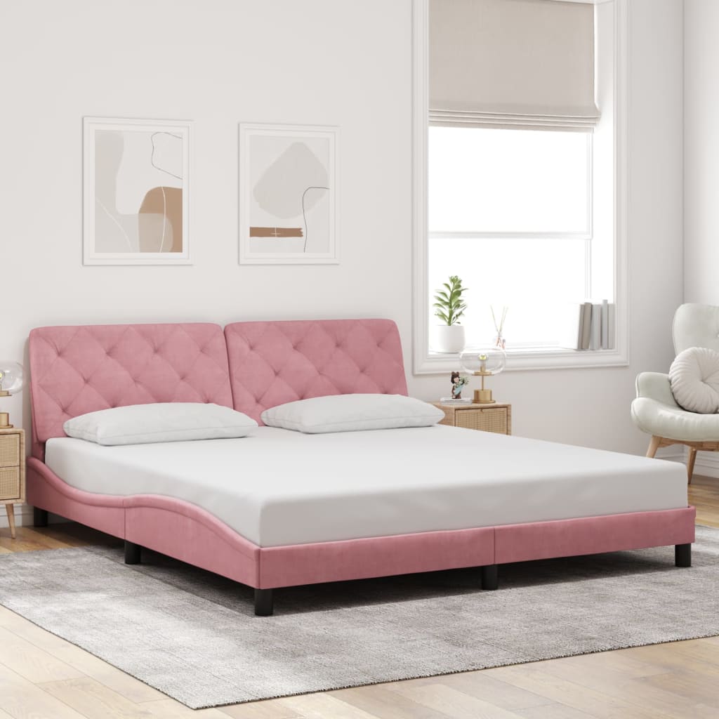 Giroletto senza Materasso-Struttura Letto Rosa 180x200 cm in Velluto