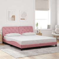 Giroletto senza Materasso-Struttura Letto Rosa 180x200 cm in Velluto