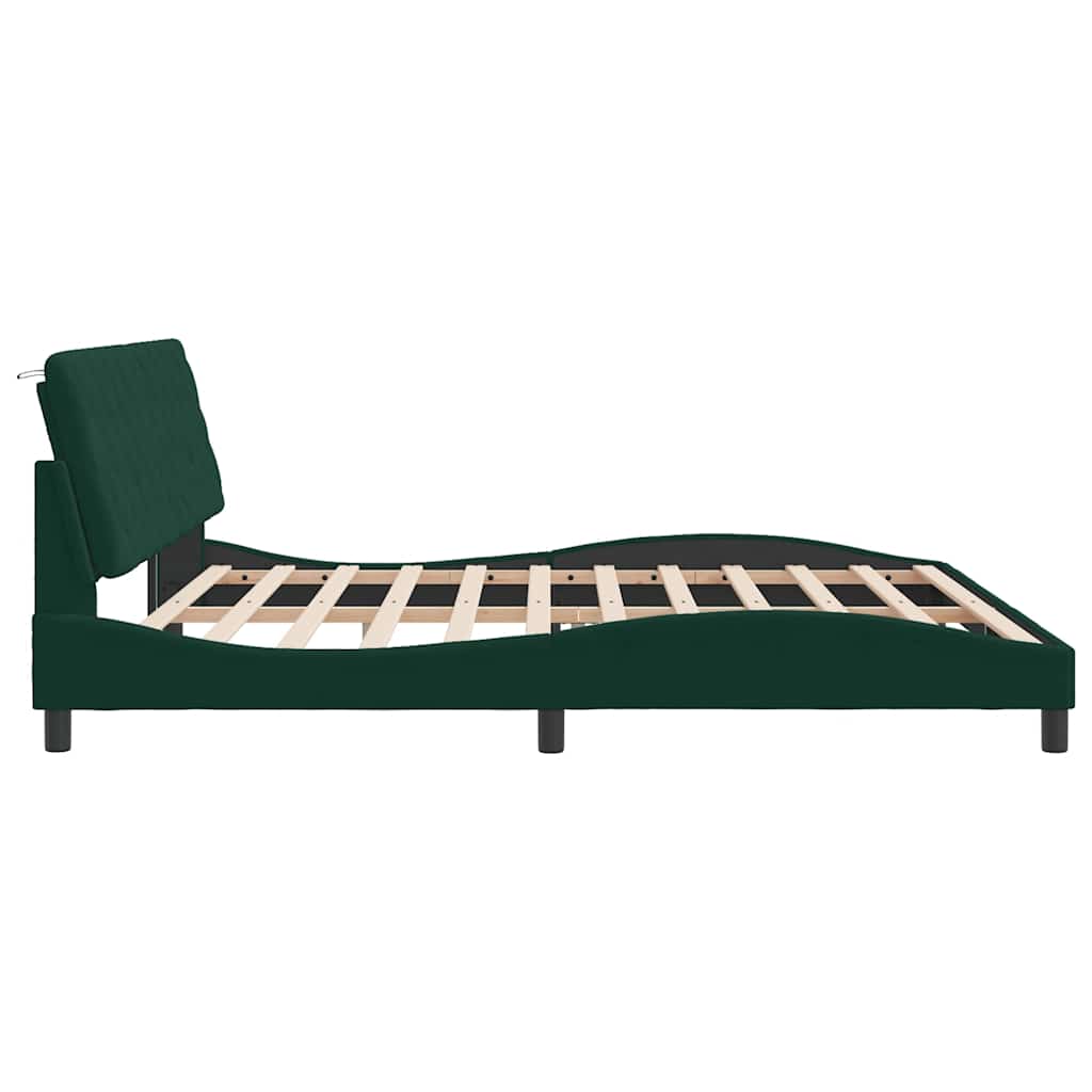 Giroletto senza Materasso-Struttura Letto Verde Scuro 200x200 cm in Velluto 182719