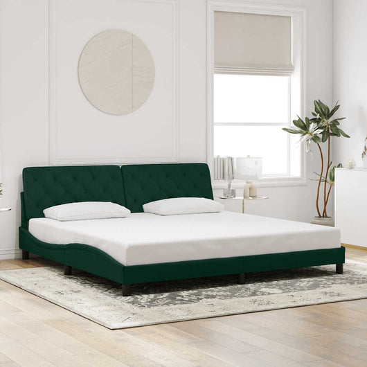 Giroletto senza Materasso-Struttura Letto Verde Scuro 200x200 cm in Velluto 182719