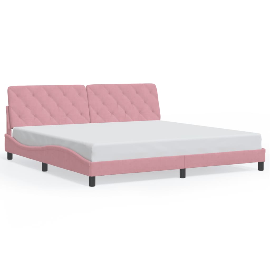 Giroletto senza Materasso-Struttura Letto Rosa 200x200 cm in Velluto