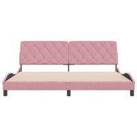 Giroletto senza Materasso-Struttura Letto Rosa 200x200 cm in Velluto