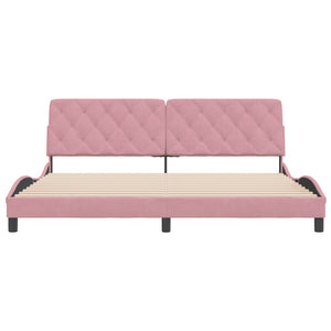 Giroletto senza Materasso-Struttura Letto Rosa 200x200 cm in Velluto