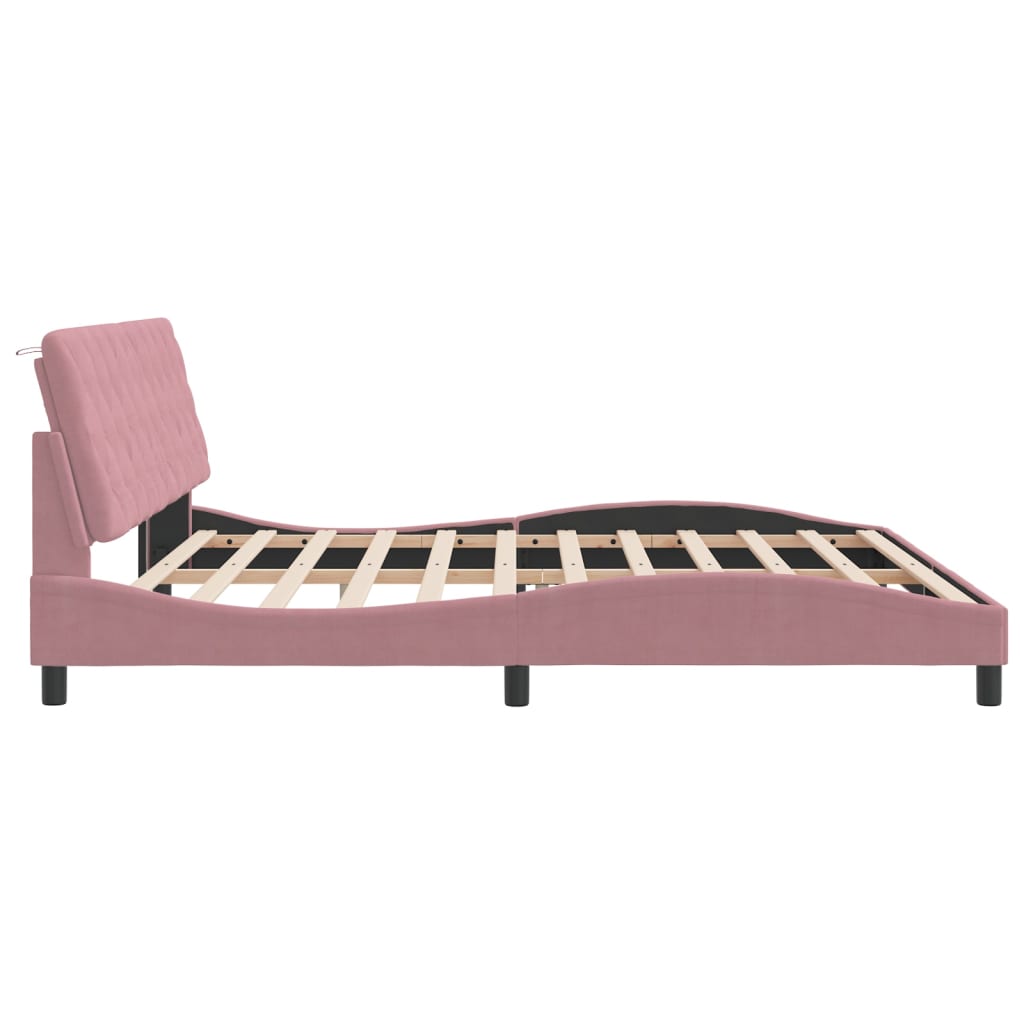 Giroletto senza Materasso-Struttura Letto Rosa 200x200 cm in Velluto