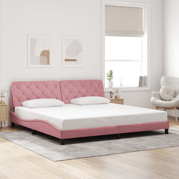 Giroletto senza Materasso-Struttura Letto Rosa 200x200 cm in Velluto