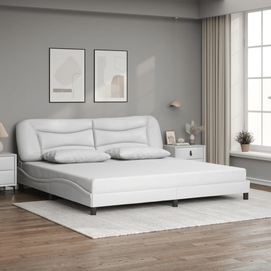 Giroletto senza Materasso-Struttura Letto Hvar Bianco 200x200 cm in Similpelle