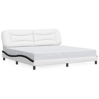 Giroletto senza Materasso-Struttura Letto Hvar Bianco e Nero 200x200 cm in Similpelle 107193