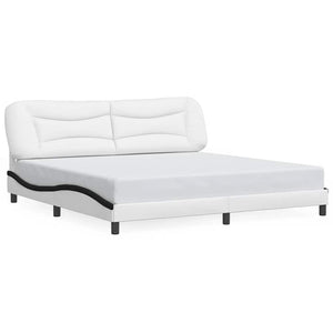 Giroletto senza Materasso-Struttura Letto Hvar Bianco e Nero 200x200 cm in Similpelle 107193