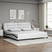 Giroletto senza Materasso-Struttura Letto Hvar Bianco e Nero 200x200 cm in Similpelle 107193