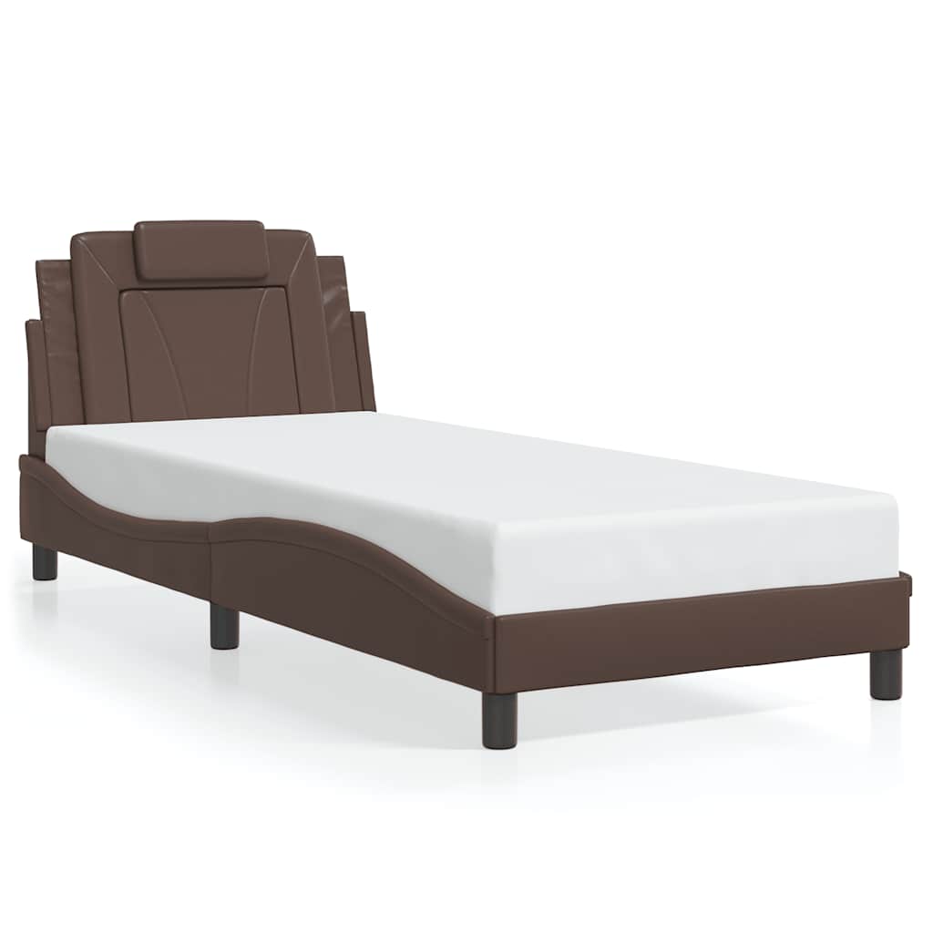 Giroletto Viana senza Materasso-Struttura Letto Marrone 80x200 cm in Similpelle